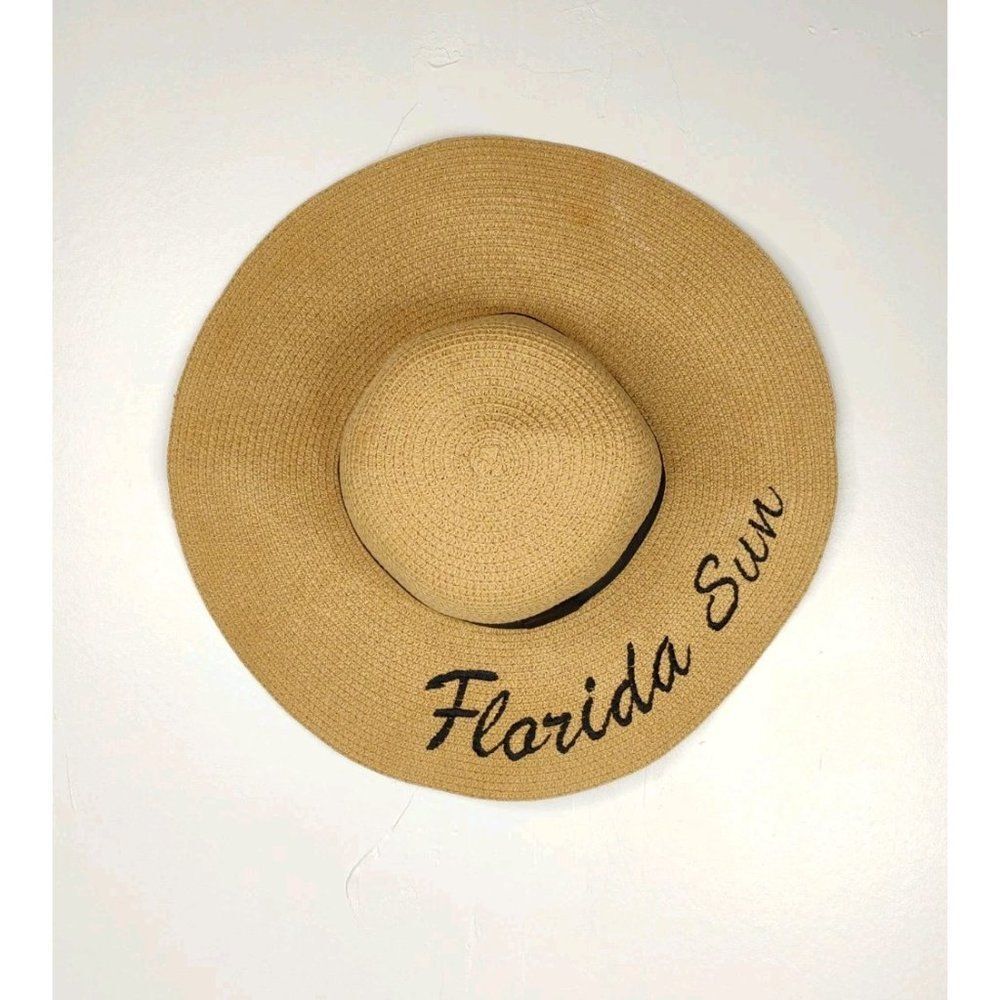 Florida Sun Hat Embroidered Tan and Black - Picture 10 of 15